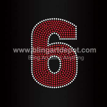 Number Six Rhinestone Heat Transfers